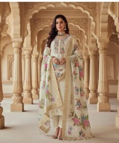 Roman Silk Suit Set with Banarasi Dupatta (Off-White)